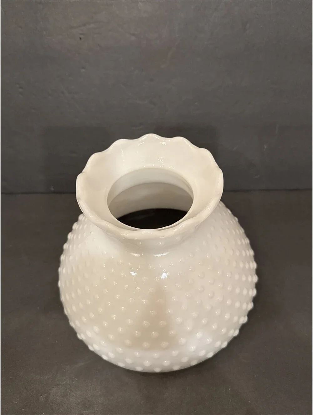 Vintage Milk Glass Hobnail Student Oil Lamp Shade 8